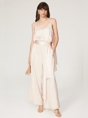 Silky Wide-Leg Jumpsuit in Soft Blush
